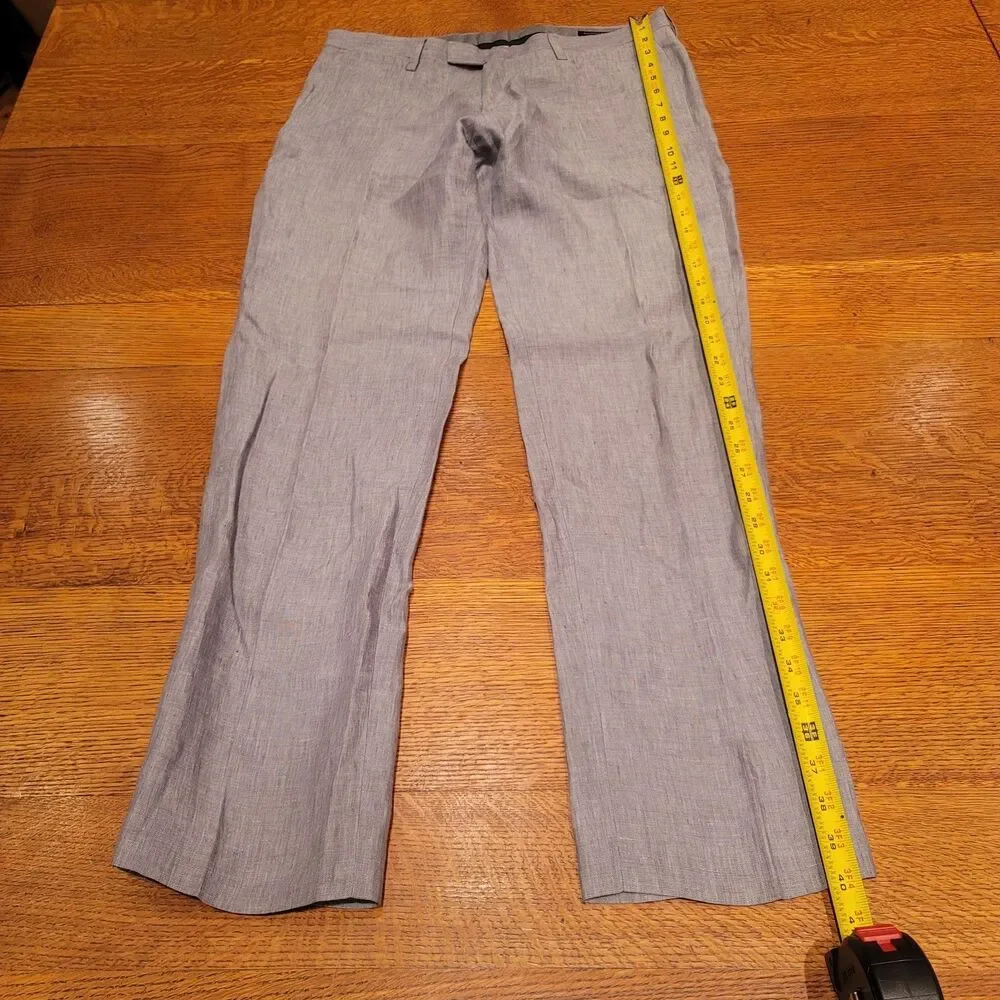 Banana Republic 100% Linen Dress Pants Mens 32x32 Gray Modern Slim Fit